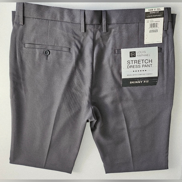 Louis Raphael Men's Skinny Gray Stretch Dress Pants - 34W X 32L - Picture 6 of 8